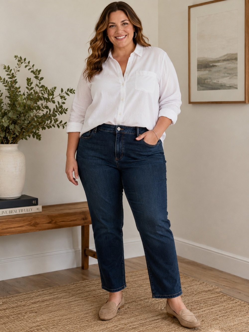 J.Jill Authentic Fit Slim Ankle Jeans Women’s 18 Stretch Blue Denim plus size